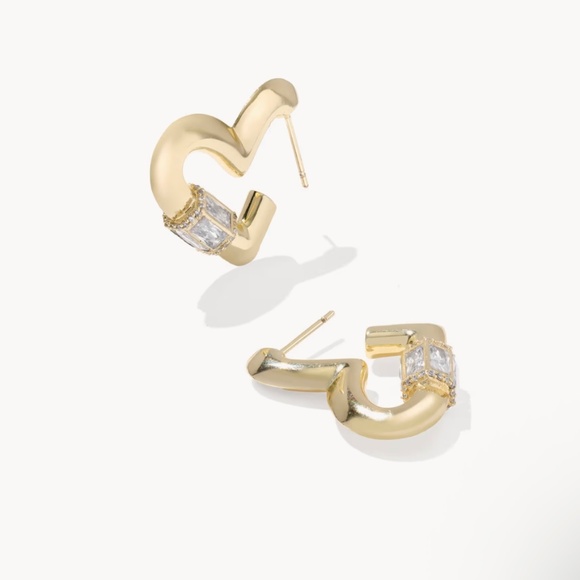 Kendra Scott Emery Heart Gold Hoop Earrings - Picture 1 of 6